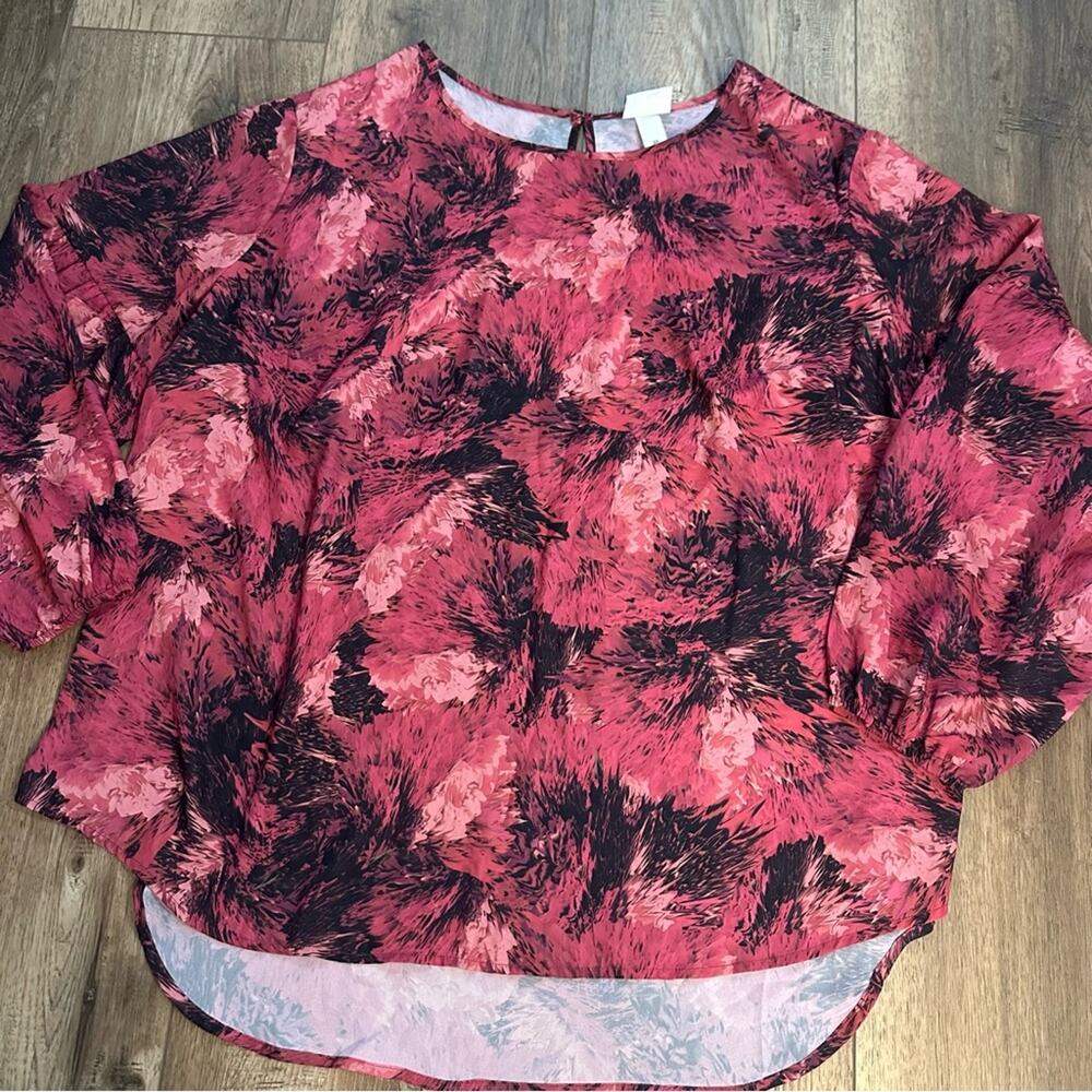 Ava & Viv Women’s Floral Blouse, Plus Size, Flowy, Career, Balloon Sleeves, 3X